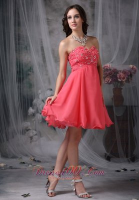 Cocktail Dress Coral Princess Beading Mini-length