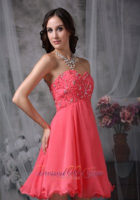 Cocktail Dress Coral Princess Beading Mini-length