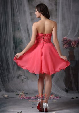 Cocktail Dress Coral Princess Beading Mini-length