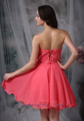 Cocktail Dress Coral Princess Beading Mini-length