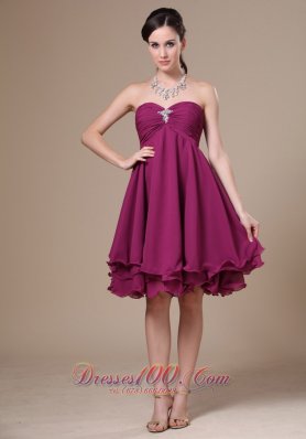Dark Purple Homecoming Dress Ruched Beadwork