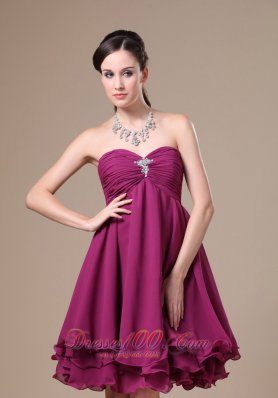 Dark Purple Homecoming Dress Ruched Beadwork