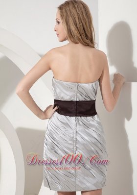 Silver Column Cocktail Dress Bow Mini-length