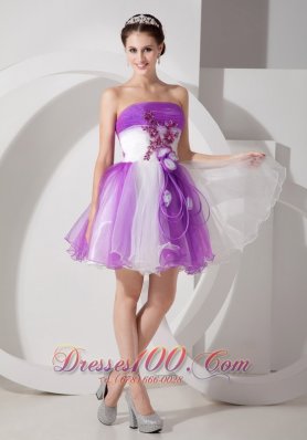 Purple and White Cocktail Dress Flowers Mini