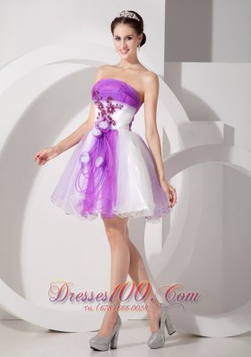 Purple and White Cocktail Dress Flowers Mini