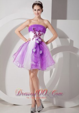 Purple and White Cocktail Dress Flowers Mini