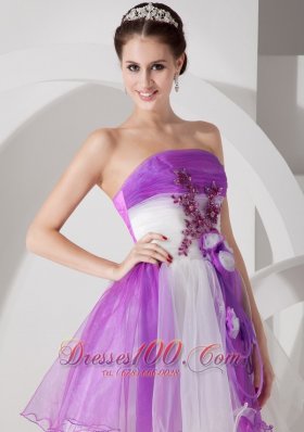 Purple and White Cocktail Dress Flowers Mini