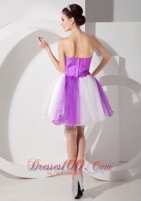 Purple and White Cocktail Dress Flowers Mini