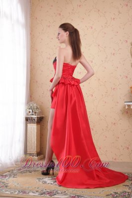 Red and Black Hi Lo Prom Gown Column