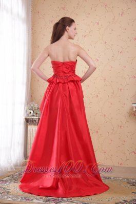 Red and Black Hi Lo Prom Gown Column