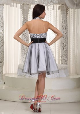 Halter Mini Sash Prom Homecoming Dress A-line