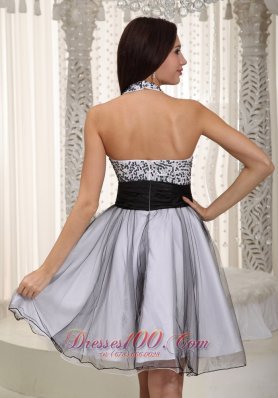 Halter Mini Sash Prom Homecoming Dress A-line