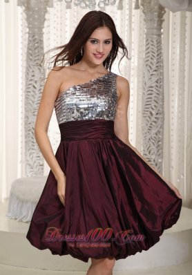 One Shoulder Mini Sequins Prom Homecoming Dress