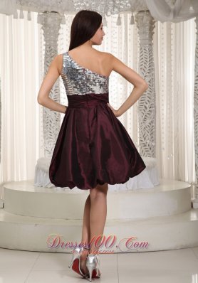 One Shoulder Mini Sequins Prom Homecoming Dress