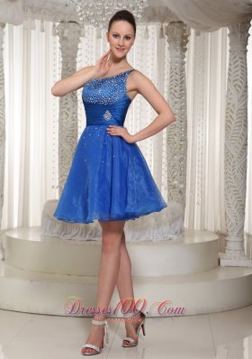 One Shoulder Beaded Homecoming Dress For Party