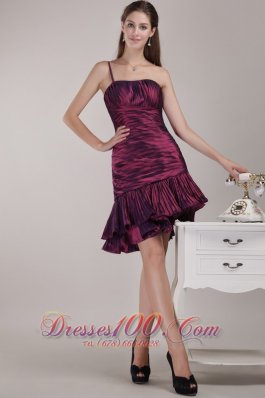 One Shoulder Knee-length Taffeta Ruffles Prom Dress