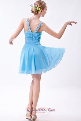 Empire V-neck with Keyhole Prom Dress Beading Mini