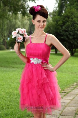 Beaded Sashes Prom / Homecoming Dress Spaghetti Straps