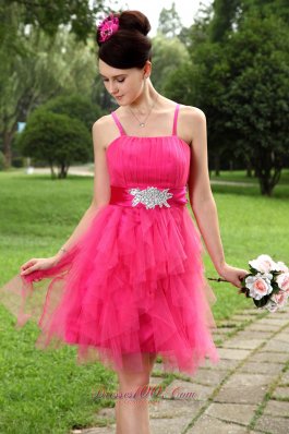 Beaded Sashes Prom / Homecoming Dress Spaghetti Straps