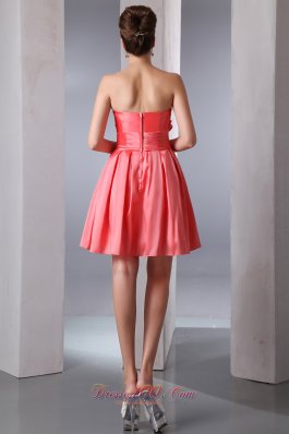 Watermelon Strapless Short Prom Dress Beading Mini