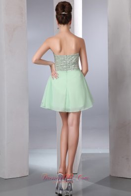 Apple Green Empire Sequin Mini Prom Homecoming Dress