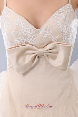 Champagne Bowknot Short Prom / Homecoming Dress Straps