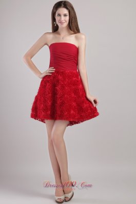Rolling Flowers Prom / Cocktail Dress Wine Red Mini