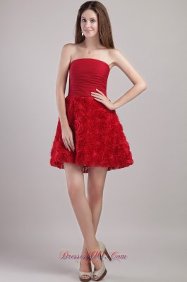 Rolling Flowers Prom / Cocktail Dress Wine Red Mini