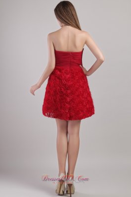 Rolling Flowers Prom / Cocktail Dress Wine Red Mini