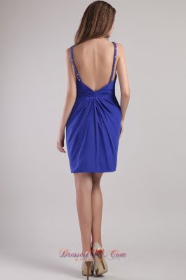 Spaghetti Straps Knee-length Beading Bridesmaid Dress