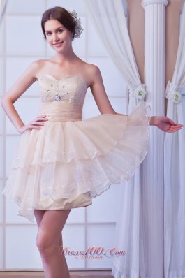 Champagne Prom Dress Beading Mini