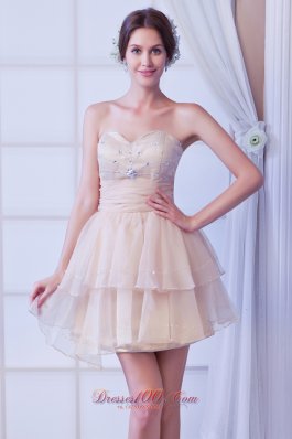 Champagne Prom Dress Beading Mini