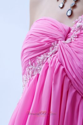 Rose Pink Beading Prom Dress One Shoulder Mini