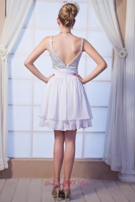 Beading Homecoming Dress Empire Mini White