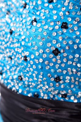 Sky Blue Beading Mini Black Prom Dress