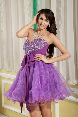 Cocktail Dress Sweetheart Mini Lavender A-line