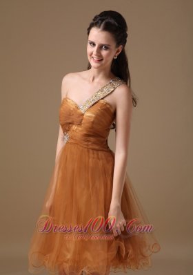 Knee-length Beading Prom Dress Beaded Twisted Bust