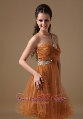 Knee-length Beading Prom Dress Beaded Twisted Bust