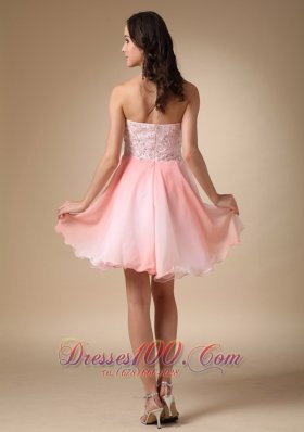 Beading Graduation Homecoming Dress Pink Mini Sweetheart