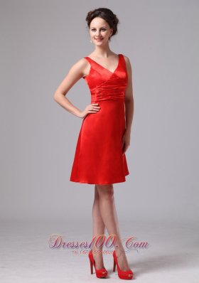 Celebrity Dress V-neck Satin Knee-length Under 100