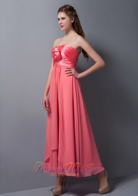 Flower Bridesmaid Dress Chiffon and Taffeta Ankle-length