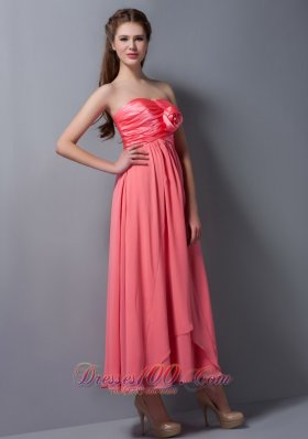 Flower Bridesmaid Dress Chiffon and Taffeta Ankle-length