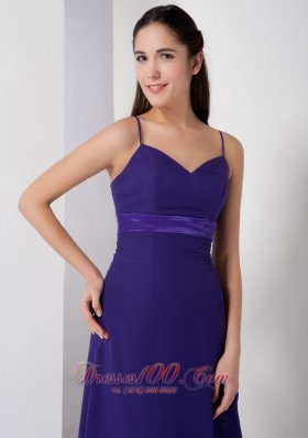 Spaghetti Straps Hi-lo Bridesmaid Dress Purple