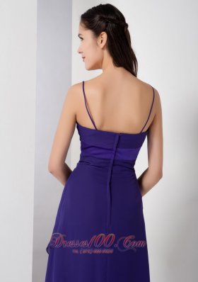 Spaghetti Straps Hi-lo Bridesmaid Dress Purple