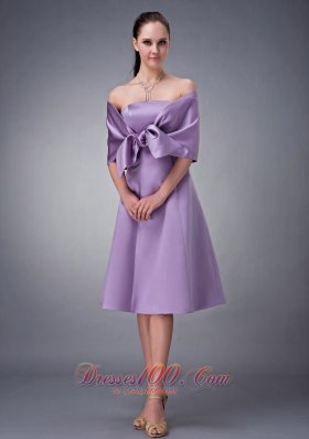 wrap Tied Bow Decorated Bridesmaid Dress Tea-length