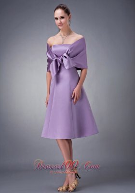 wrap Tied Bow Decorated Bridesmaid Dress Tea-length