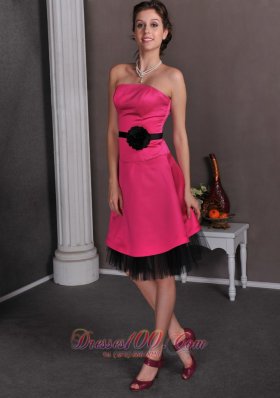 Hot Pink and Black Mother Bride Dress Knee-length