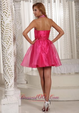 Halter Mini Prom / Cocktail Dress Beading Decorate