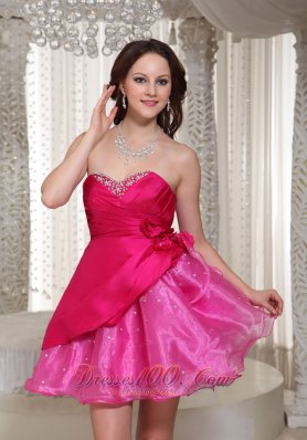 Prom / Cocktail Dress Beading Decorate Hot Pink