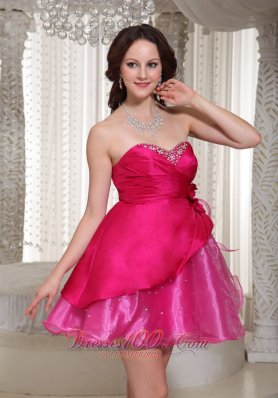 Prom / Cocktail Dress Beading Decorate Hot Pink